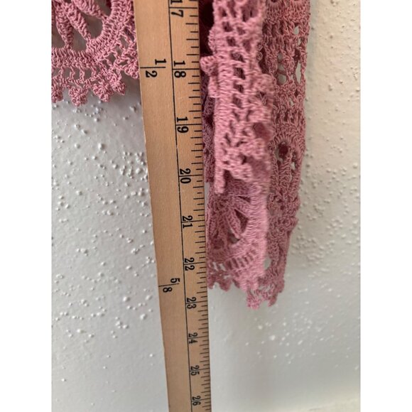 Handcrafted Crochet Floral Lace Shawl Poncho Wrap Pink Unique Design - Picture 7 of 8